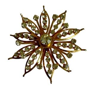Vintage Rhinestone And Goldtone Brooch